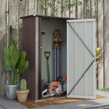Metal Garden Storage Shed, 5ft x 3ft Sloped Roof Lockable Door, Brown
