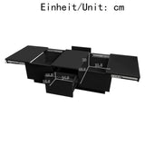 High Gloss Black Coffee Table with Storage - Push-to-Open Drawers, Modern Living Room Table