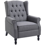 Recliner Armchair, Wingback with Footrest, Grey