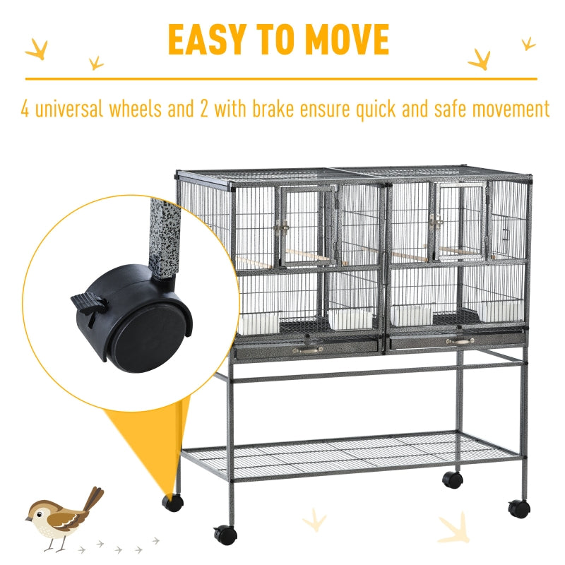 Large Bird Cage Parrot Cage with Divider, Slide Tray - 95 x 45.5 x 102 cm