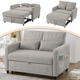 [Sofa Bed with Sleeping Function] Two-Seater Fold-Out Sofa, Pull-Out Design, Simple and Modern, Contemporary Style, Three-Level Adjustable Backrest, Breathable Cotton-Linen Fabric