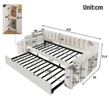 3ft Single Wooden Daybed with Pull-Out Trundle - Sofa Bed with Storage Cabinet and USB and Type-C Charging Station, White