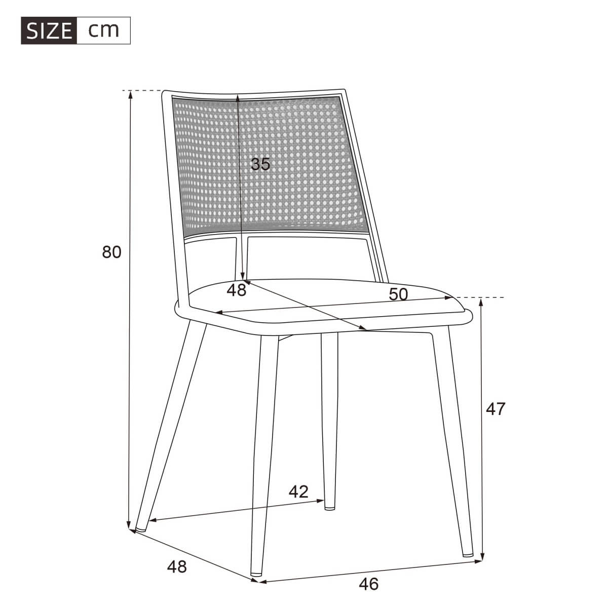 Set of 2 PU & Rattan Kitchen Chairs – Bamboo Frame Retro Side Chairs for Home, Café & Restaurant
