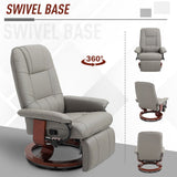 360?? Swivel Recliner Chair with Footstool, Manual Recliner Armchair, Faux Leather, Grey