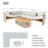 L-Shape 5-Seater Solid Acacia Modular Sofa Set with Cushions -  Lounge Configuration (PAS-2516-LS+CS+MS+RS+OTA)