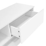 160cm High Gloss LED TV Stand - White TV Cabinet with 2 Drawers & Open Storage