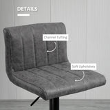 Adjustable Barstools Set of 2, Swivel Counter Bar Chairs with Footrest and Gas Lift, Grey PU Leather