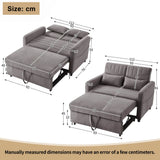 2 Seater Pull-Out Sofa Bed with Adjustable Backrest - Convertible Sleeper Sofa, Cotton Linen Fabric, Dark Gray