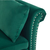Velvet Chaise Lounge with Storage - Tufted Upholstered Sofa, Right Armrest, Green