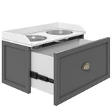 Stainless Steel Raised Dog Bowls with 21L Storage Drawer for Large Dogs - Grey