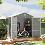 Aluminium Frame and Plastic Wall Shed, 7.9ft x 6.2ft with Foundation - Light Grey