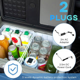 40L Car Refrigerator, Portable Compressor Cooler Box Fridge Freezer with LED Light, Foldable Handles, Cup Holders, 12/24V DC and 110-240V AC