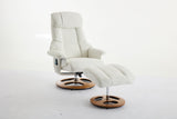Chenille Upholstered Massage Recliner with Ottoman Footstool, 5 Points Massager, White
