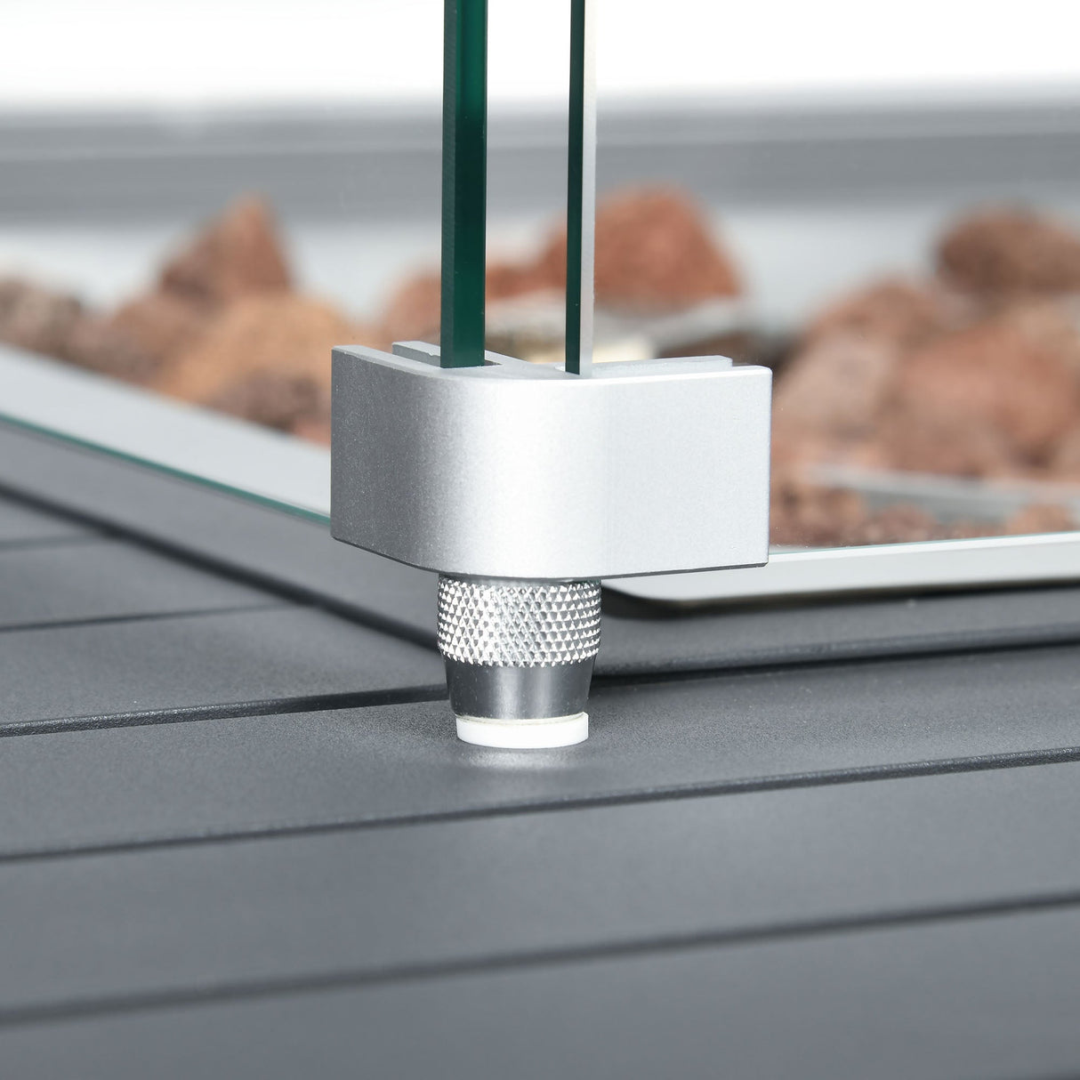 6-Piece Aluminium Garden Furniture Set, Fire Pit Table Outdoor Sofa with Cushions, Grey