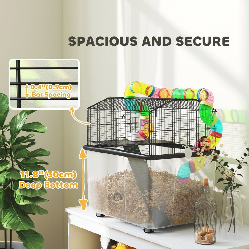 Hamster Cage, Two-Tier with 31cm Deep Tray, Tube System, Multicoloured
