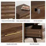 Single Bedside Table with 2 Drawers - Modern Bedroom Storage Cabinet with Metal Handles, Walnut Effect