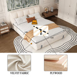 Upholstered Bed for Adults and Teenagers, 4ft6 Double 135x190cm, Durable, Sturdy, Soft Headboard, White Velvet