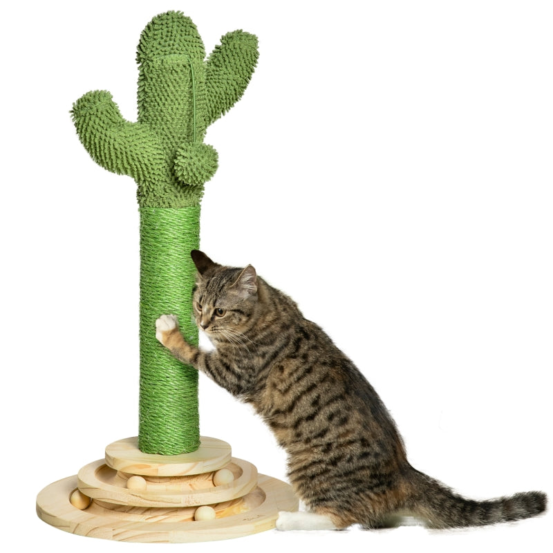Cat Tree Cactus Sisal Scratching Post with Hanging Ball for Indoor Cats