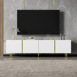 High-Gloss White TV Cabinet – Modern 4-Door TV Stand for Living Room