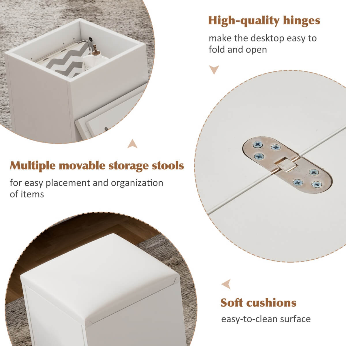 White Lift Top Coffee Table with Storage - Modern Living Room Coffee Table with Hidden Storage Compartment