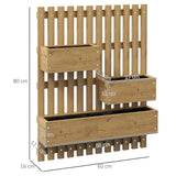 Wall-mounted Garden Planters with Trellis & 3 Planter Boxes, Carbonised Wood