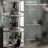 SPORTNOW Home Gym Machine, Multifunctional with Adjustable Pulleys and Pull Up Bar, Full Body Fitness