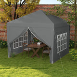Pop Up Gazebo Water Resistant with Carry Bag and 2 Windows, Grey