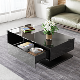 Coffee Table, High-Gloss Black with Push-Pull Storage