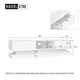 160cm High Gloss LED TV Stand - White TV Cabinet with 2 Drawers & Open Storage