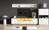 LED TV Stand for 65 Inch TV, Modern Wood Media Console with Storage Drawers, Cabinets and Cable Management, Low Profile Entertainment Center for Living Room Bedroom, White & Oak