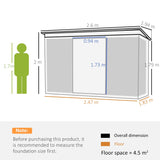 Garden Metal Storage Shed, House Hut Tool Storage with Tilted Roof and Ventilation, Grey