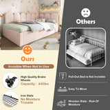 Upholstered Bed Daybed With Pull-Out Bed, 3FT Single Sofa Bed, Velvet, Pink