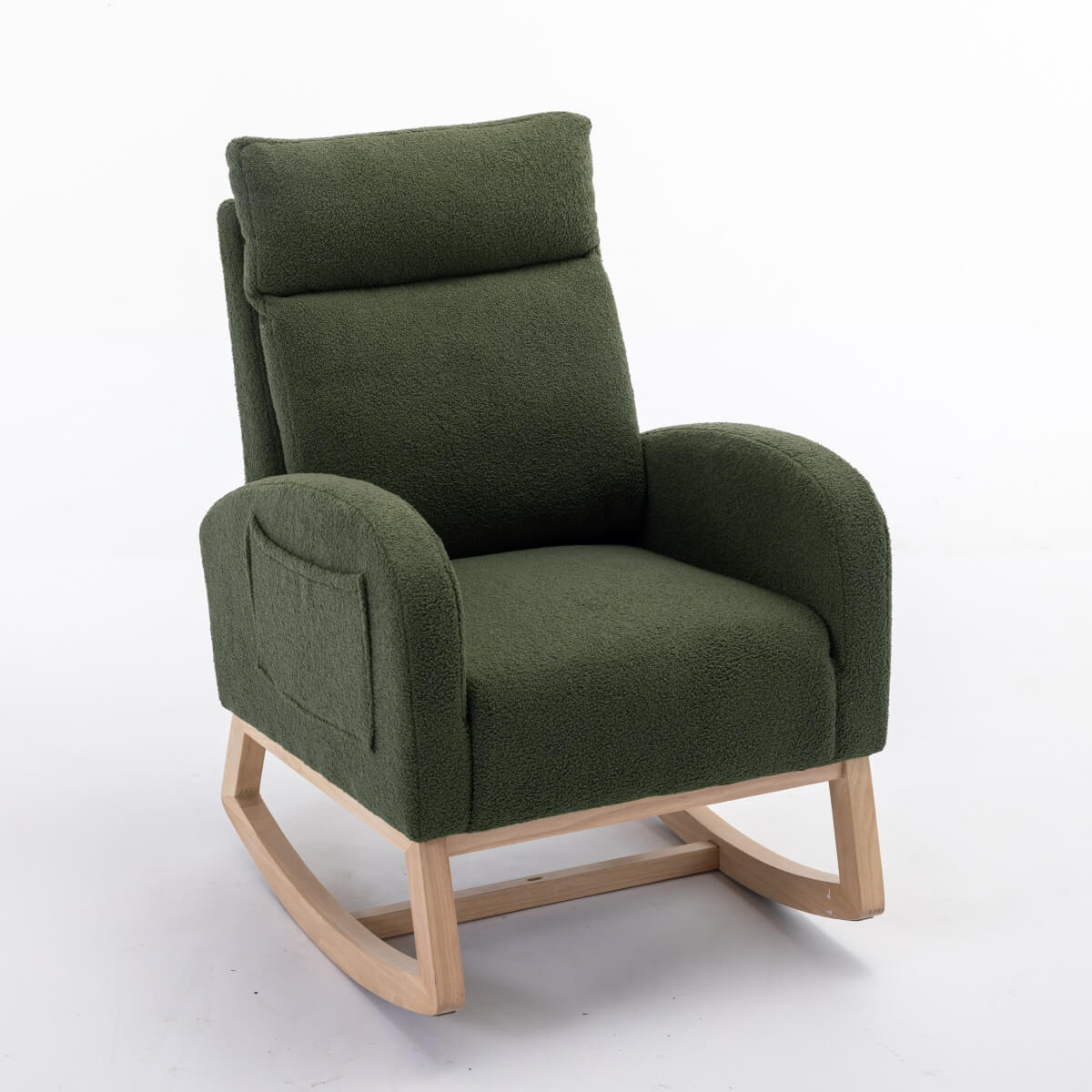 Teddy Fabric Rocking Chair – Soft Upholstered Seat, Green