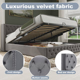 Upholstered Bed, Hydraulic Lift, Storage, 150x200 cm, Grey Velvet