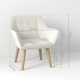 Accent Chair with Wide Arms, Slanted Back, Thick Padding, Rubber Wooden Legs, Cream White