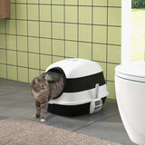 Foldable Cat Litter Tray - Lid, Deodorant, Scoop, Black