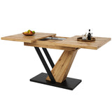 Extendable Dining Table – 120–160 cm Wood Grain Table for Kitchen & Living Roo