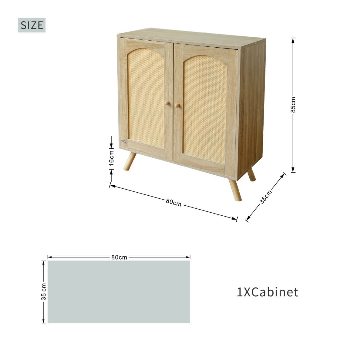Solid Wood Storage Cabinet - Freestanding Storage Cupboard