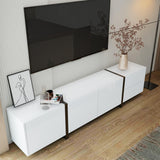 White High-Gloss TV Cabinet - Black Legs with Storage Doors & Drawers