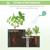 2 Tier Raised Garden Bed, Galvanised Planter Box for Vegetables Flowers Herbs, Dark Grey