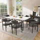 Set of 2 Modern Velvet Dining Chairs with Armrests - Upholstered Kitchen & Dining Chairs