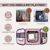 Portable Playpen, Pet Puppy Rabbit Guinea Pig Indoor & Outdoor, Pink