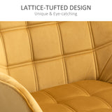 Modern Armchair, Accent Chair with Wide Arms, Slanted Back, Rubber Wood Legs, Yellow