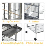 Large Bird Cage Parrot Cage with Divider, Slide Tray - 95 x 45.5 x 102 cm