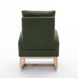 Mid Century Modern Teddy Fabric Upholstered Rocking Chair Padded Seat For Living Room Bedroom, Green