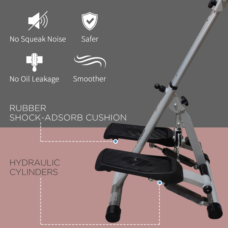 Stepper with Handle Hand Grip for Fitness Aerobic Exercise Grey