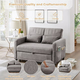 [Sofa Bed with Sleeping Function] Two-Seater Fold-Out Sofa, Pull-Out Design, Simple and Modern, Contemporary Style, Three-Level Adjustable Backrest, Breathable Cotton-Linen Fabric