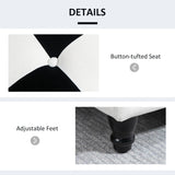Velvet Storage Ottoman, Button-Tufted Footstool Toy Chest, White and Black
