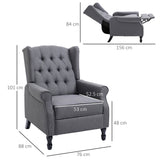 Recliner Armchair, Wingback with Footrest, Grey