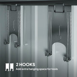 Metal Shed 6.5 x 4FT Galvanised, Lockable Tool Garden Shed with Double Sliding Doors, Vents, Light Grey Wood Effect